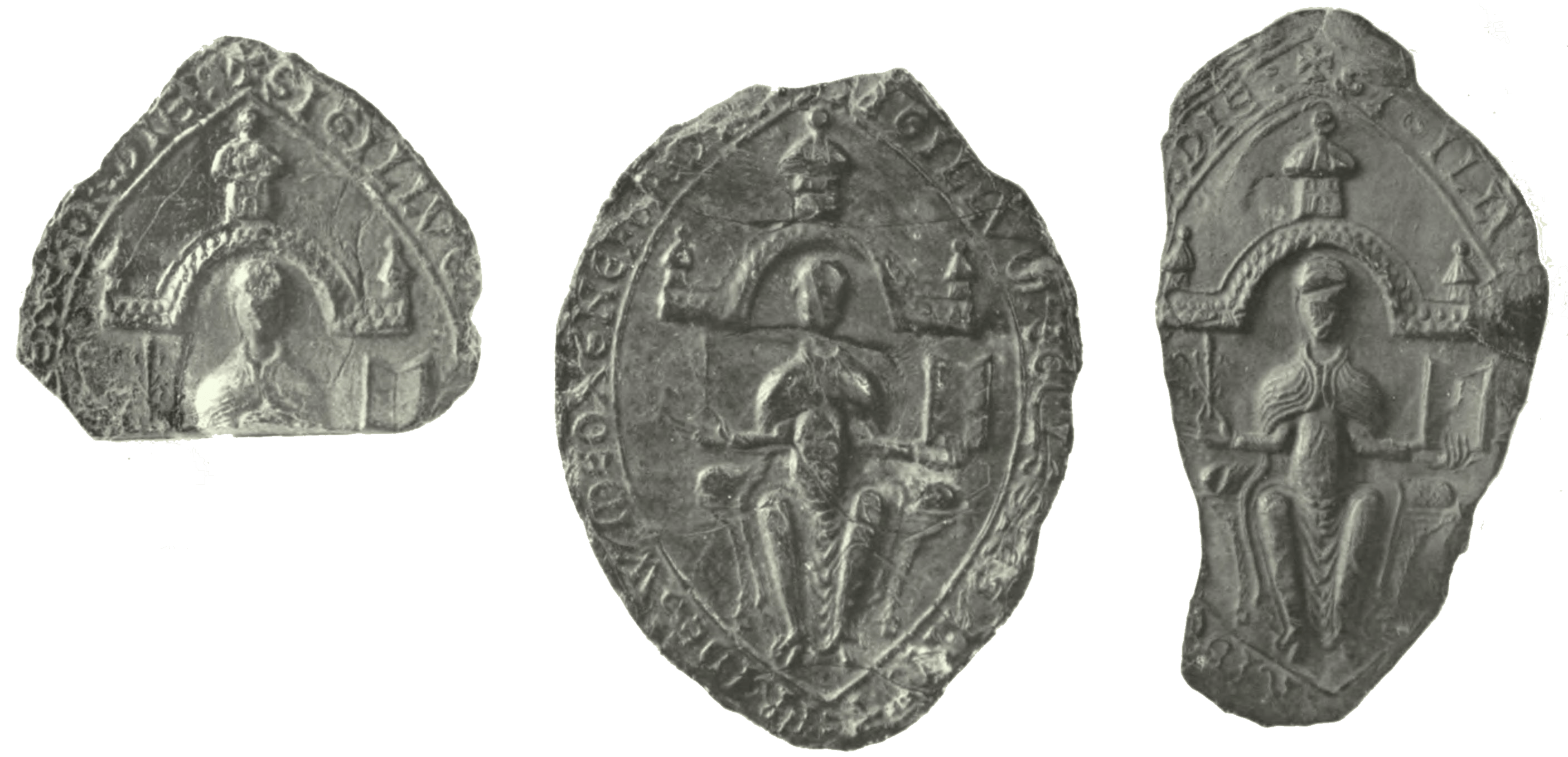 Seal of St Frideswide’s, 1180s (✠ sigillvm: ecclesie sancte frideswide oxenefordie:), from the frontispiece to Wigram’s edition of the cartulary